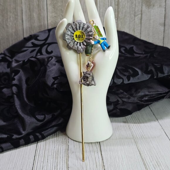 Handmade Fallout Vault 101 Inspired Hair Stick Multiple Charms 7.5" Geek-Chic - Picture 2 of 10